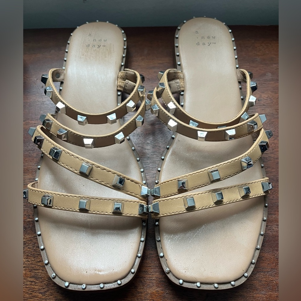 A New Day Beige Studded Sandals